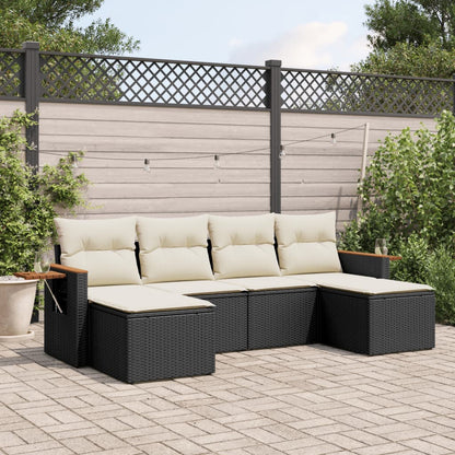 vidaXL Salon de jardin 6 pcs avec coussins Noir Résine tressée