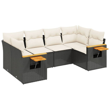 vidaXL Salon de jardin 6 pcs avec coussins Noir Résine tressée