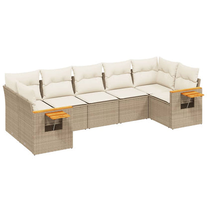 vidaXL Salon de jardin 7 pièces avec coussins en résine tressée beige