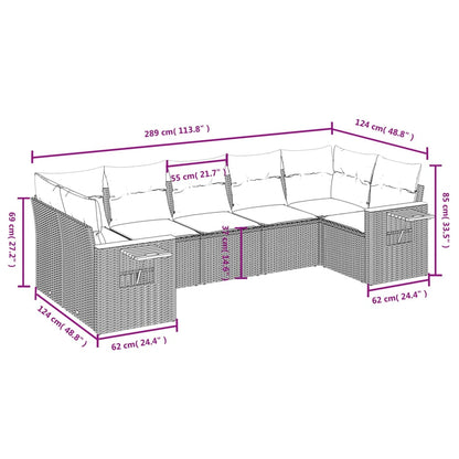 vidaXL Salon de jardin 7 pièces avec coussins en résine tressée beige