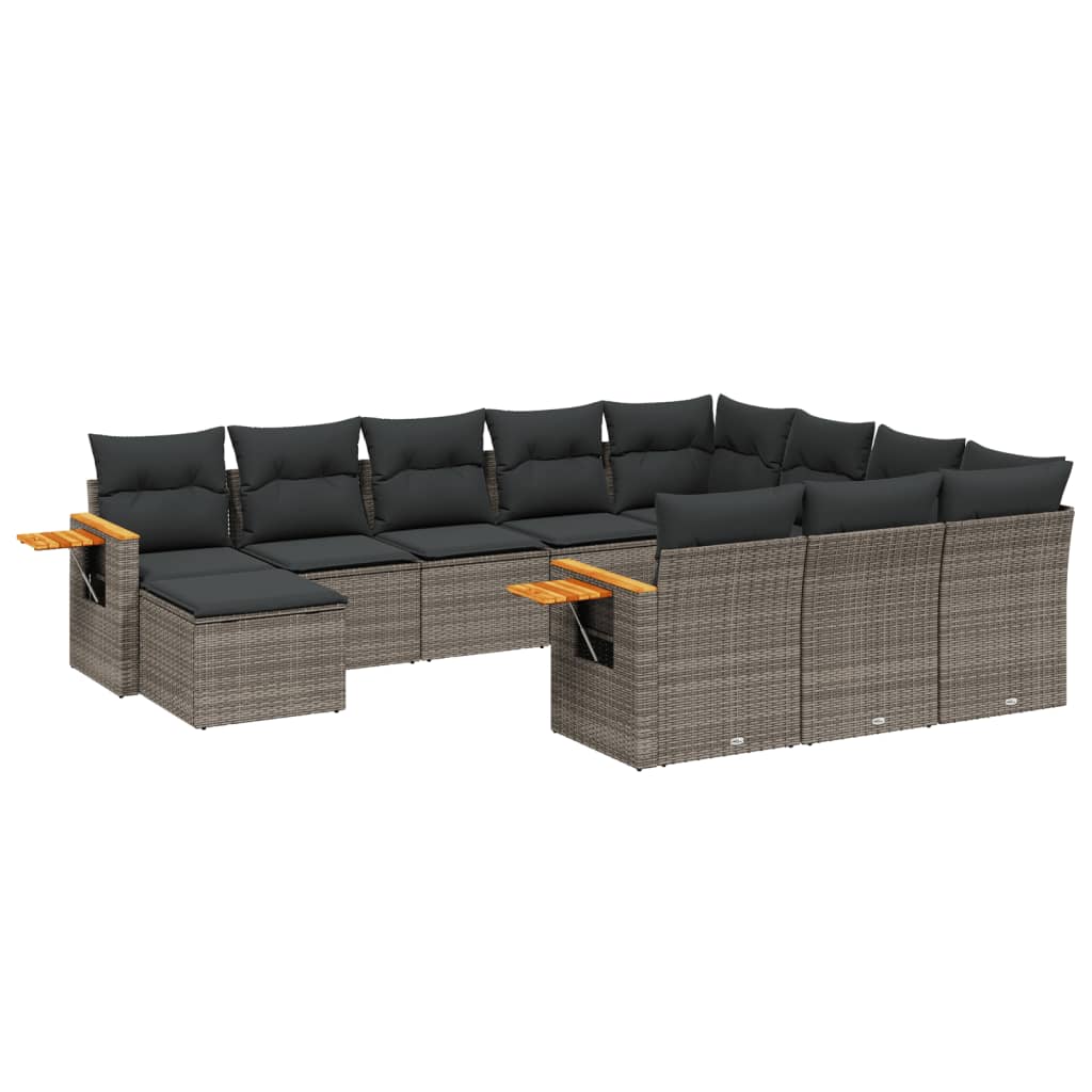 vidaXL Ensemble de canapés de jardin 11 pcs avec coussins en résine tressée gris