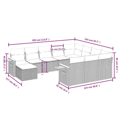 vidaXL Ensemble de canapés de jardin 11 pcs avec coussins en résine tressée gris