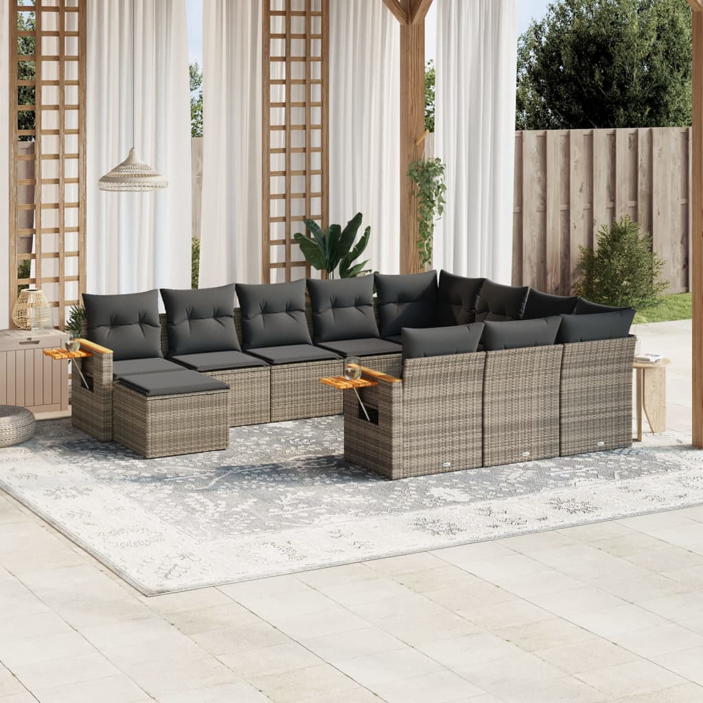 vidaXL Ensemble de canapés de jardin 11 pcs avec coussins en résine tressée gris