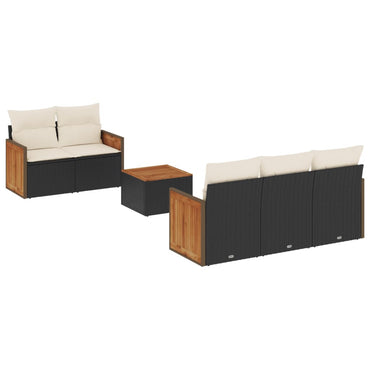 vidaXL Salon de jardin 6 pcs avec coussins Noir Résine tressée