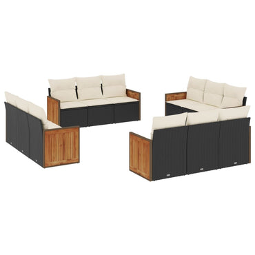 vidaXL Ensemble de canapés de jardin 12 pcs avec coussins Noir Résine tressée
