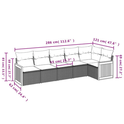 vidaXL Salon de jardin 6 pcs avec coussins beige résine tressée