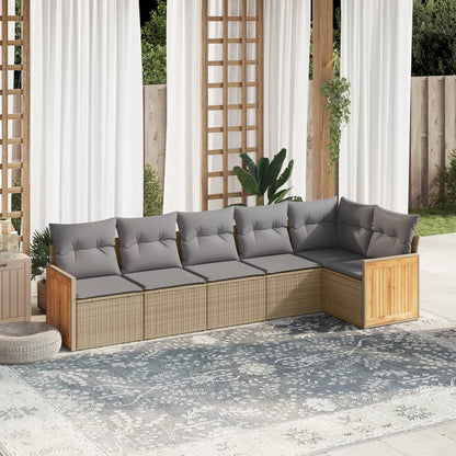 vidaXL Salon de jardin 6 pcs avec coussins beige résine tressée