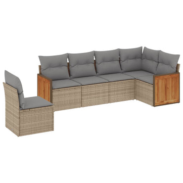vidaXL Salon de jardin 6 pcs avec coussins beige résine tressée