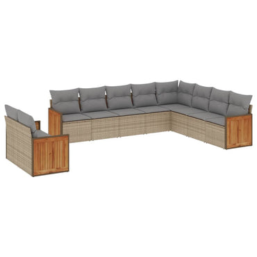 vidaXL Salon de jardin 10 pcs avec coussins beige résine tressée