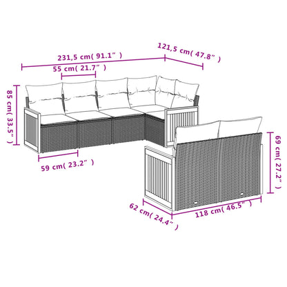 vidaXL Ensemble de canapés de jardin 7 pcs avec coussins Gris Résine tressée