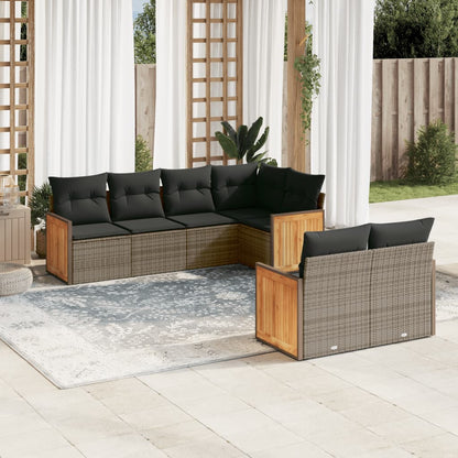 vidaXL Ensemble de canapés de jardin 7 pcs avec coussins Gris Résine tressée