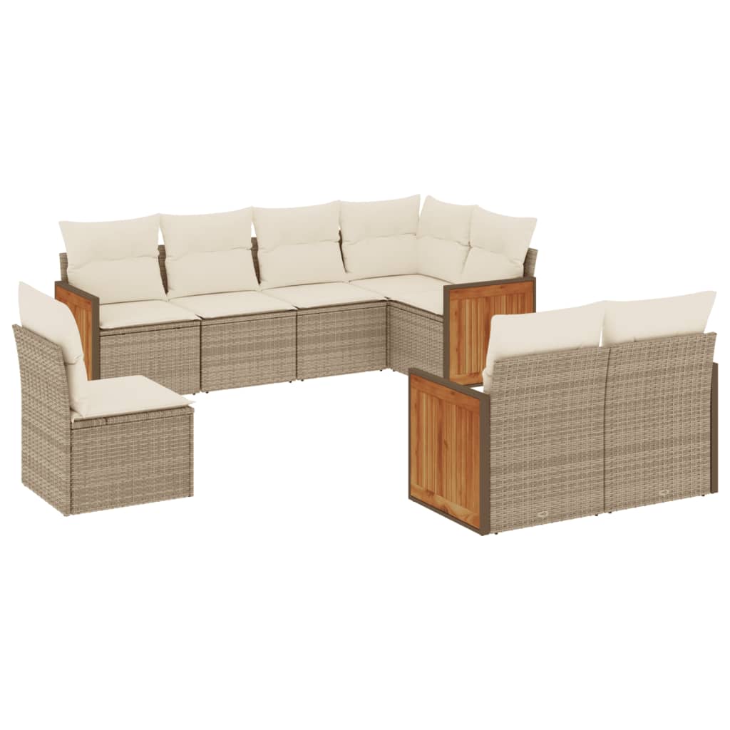 vidaXL Canapé d'angle de jardin 8 pcs avec coussins Résine tressée Beige