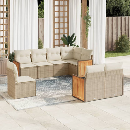 vidaXL Canapé d'angle de jardin 8 pcs avec coussins Résine tressée Beige