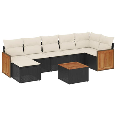 vidaXL Ensemble de canapés de jardin 8 pièces avec coussins résine tressée noir