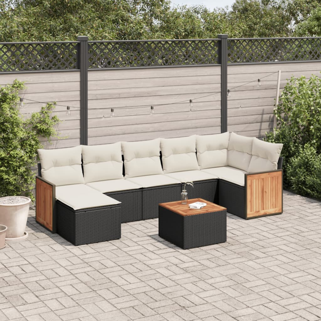 vidaXL Ensemble de canapés de jardin 8 pièces avec coussins résine tressée noir