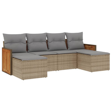 vidaXL Salon de jardin 6 pcs avec coussins beige résine tressée