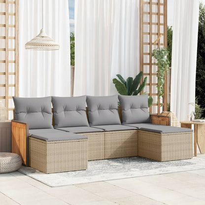 vidaXL Salon de jardin 6 pcs avec coussins beige résine tressée