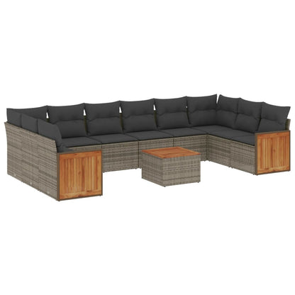 vidaXL Ensemble de canapés de jardin 11 pcs avec coussins en résine tressée gris