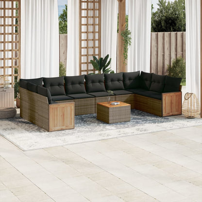 vidaXL Ensemble de canapés de jardin 11 pcs avec coussins en résine tressée gris