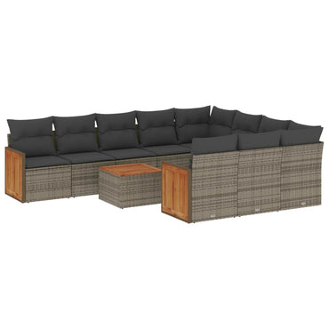 vidaXL Ensemble de canapés de jardin 11 pcs avec coussins en résine tressée gris