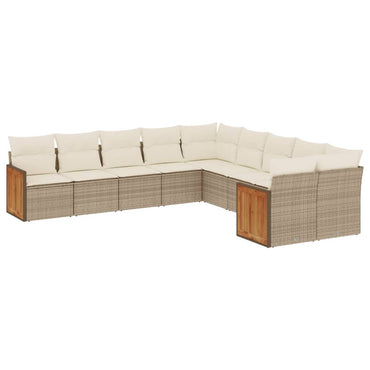vidaXL Salon de jardin 10 pcs avec coussins beige résine tressée