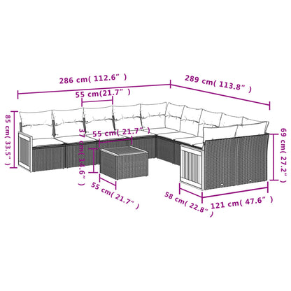 vidaXL Salon de jardin 11 pcs avec coussins Noir Résine tressée