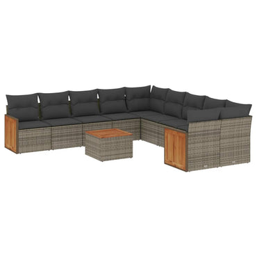 vidaXL Ensemble de canapés de jardin 11 pcs avec coussins en résine tressée gris