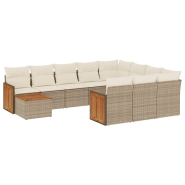 vidaXL Ensemble de canapés de jardin 11 pcs avec coussins en rotin synthétique beige