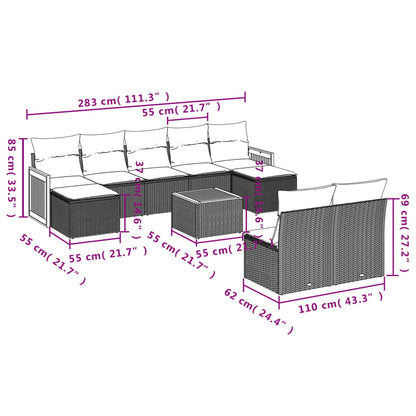 vidaXL Salon de jardin 10 pcs avec coussins Noir Résine tressée