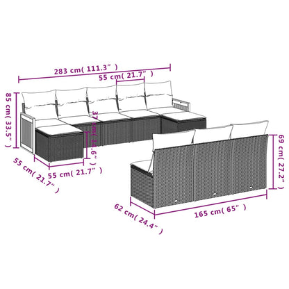vidaXL Salon de jardin 10 pcs avec coussins Noir Résine tressée