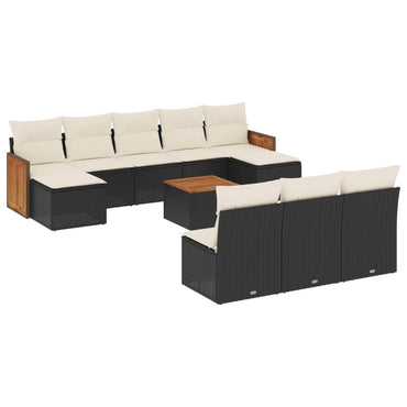vidaXL Salon de jardin 11 pcs avec coussins Noir Résine tressée