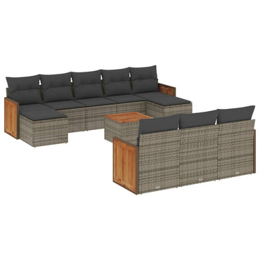 vidaXL Ensemble de canapés de jardin 11 pcs avec coussins en résine tressée gris
