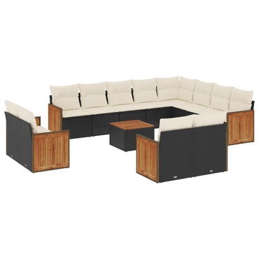 vidaXL Ensemble de canapés de jardin 13 pièces avec coussins résine tressée noire