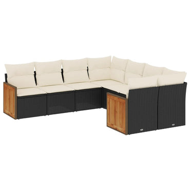 vidaXL Ensemble de canapés de jardin 8 pièces avec coussins résine tressée noir