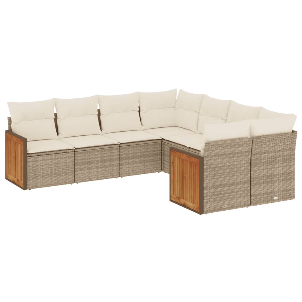 vidaXL Canapé d'angle de jardin 8 pcs avec coussins Résine tressée Beige
