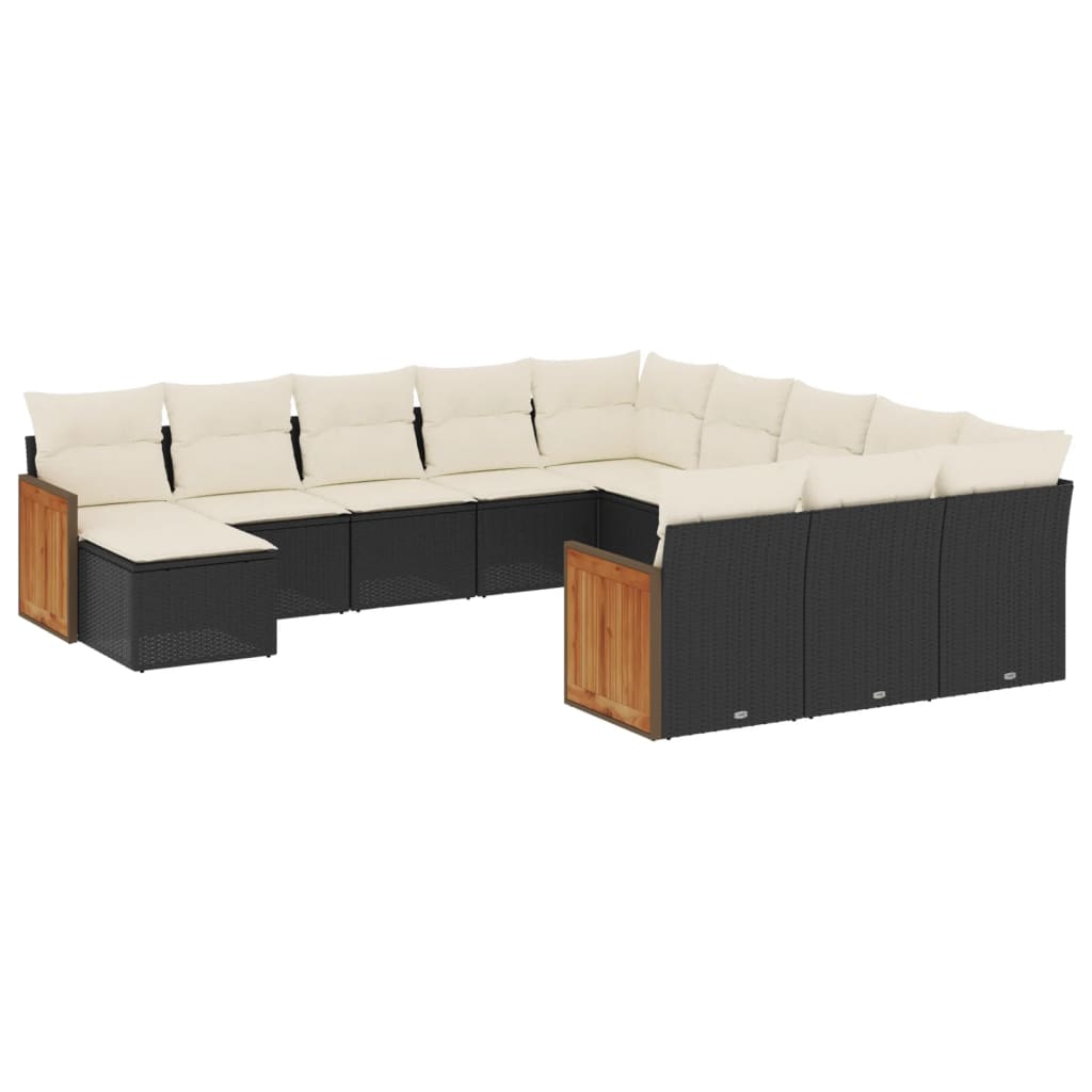 vidaXL Ensemble de canapés de jardin 12 pcs avec coussins Noir Résine tressée
