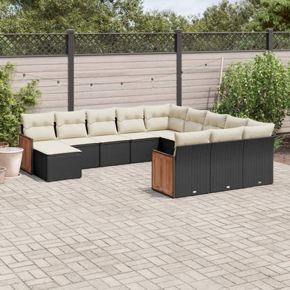 vidaXL Ensemble de canapés de jardin 12 pcs avec coussins Noir Résine tressée