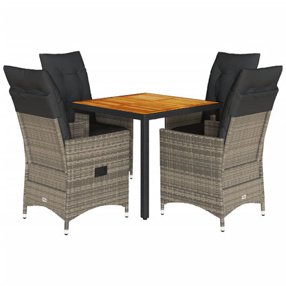 vidaXL 5-tlg. Garten-Essgruppe mit Kissen Grau Poly Rattan