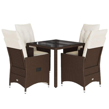 vidaXL 5-tlg. Garten-Essgruppe mit Kissen Braun Poly Rattan