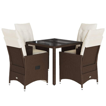 vidaXL 5-tlg. Garten-Essgruppe mit Kissen Braun Poly Rattan