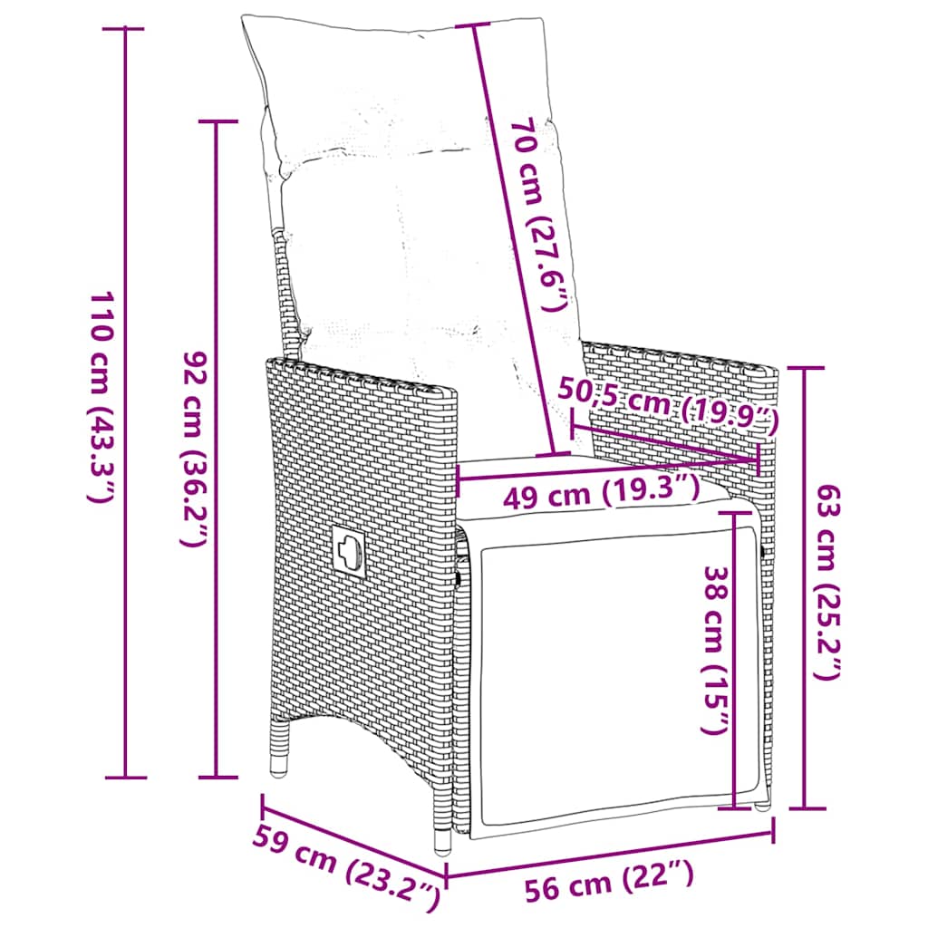 vidaXL 5-tlg. Garten-Essgruppe mit Kissen Braun Poly Rattan