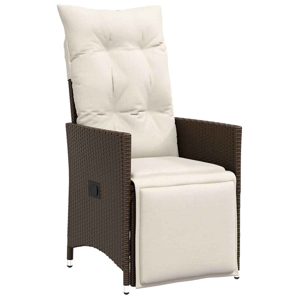 vidaXL 5-tlg. Garten-Essgruppe mit Kissen Braun Poly Rattan