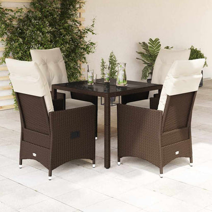vidaXL 5-tlg. Garten-Essgruppe mit Kissen Braun Poly Rattan