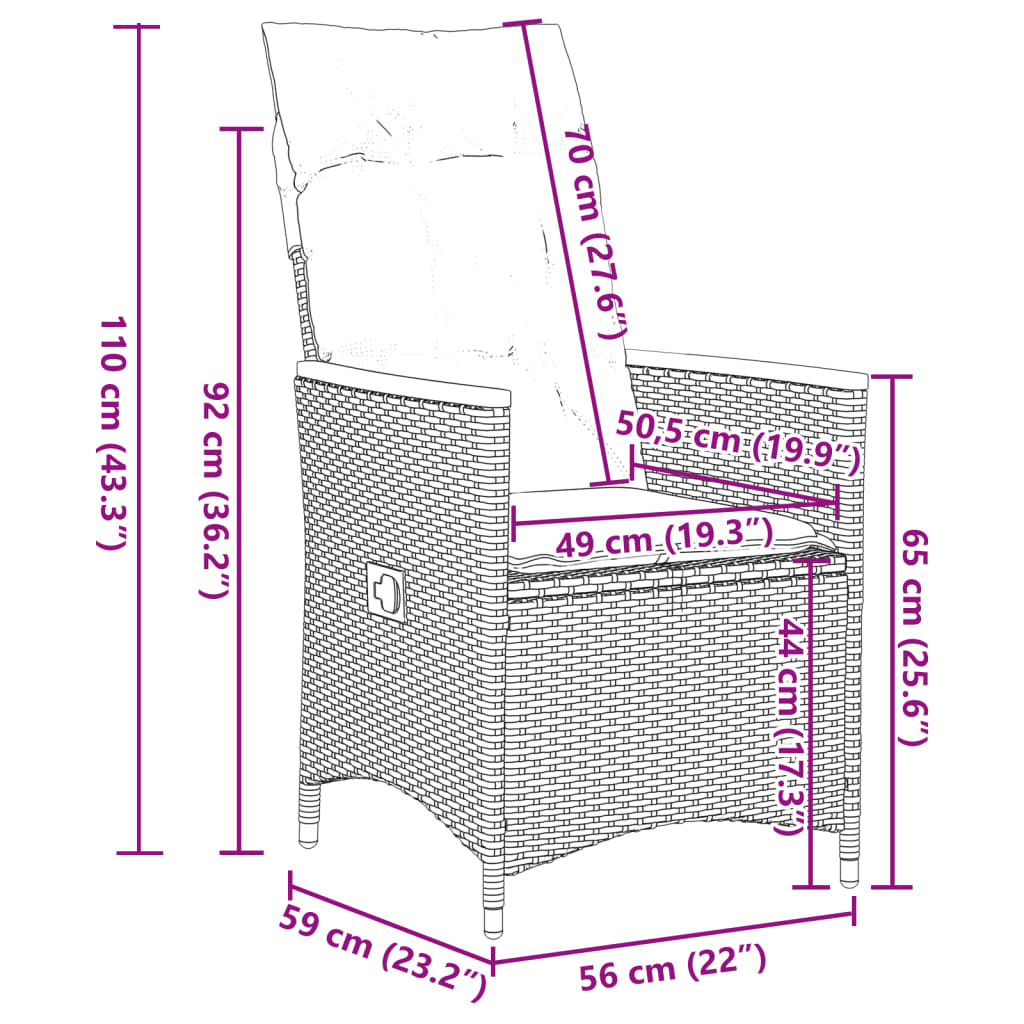 vidaXL 5-tlg. Garten-Essgruppe mit Kissen Schwarz Poly Rattan