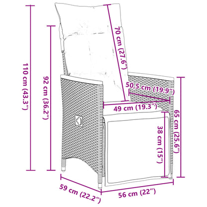 vidaXL 5-tlg. Garten-Essgruppe mit Kissen Schwarz Poly Rattan