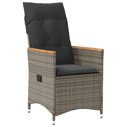 vidaXL 5-tlg. Garten-Essgruppe mit Kissen Grau Poly Rattan