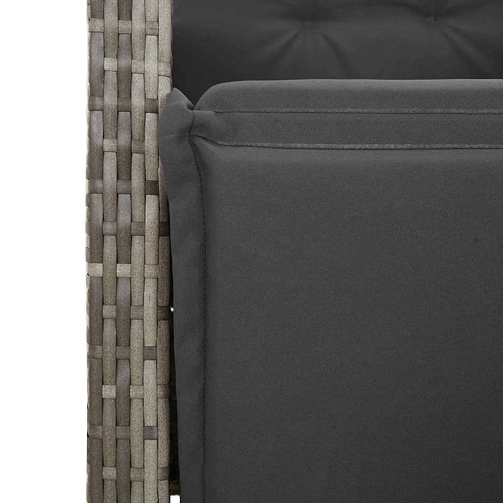 vidaXL 5-tlg. Garten-Bistro-Set mit Kissen Grau Poly Rattan