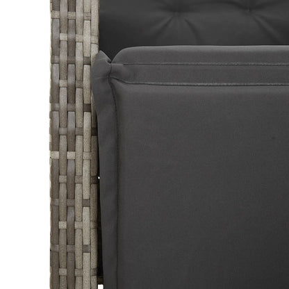 vidaXL 5-tlg. Garten-Bistro-Set mit Kissen Grau Poly Rattan