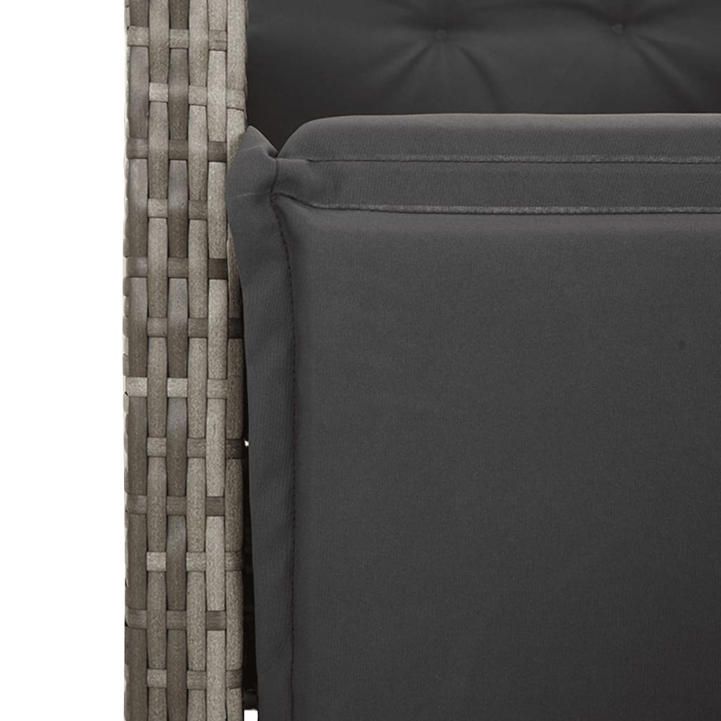 vidaXL 5-tlg. Garten-Bistro-Set mit Kissen Grau Poly Rattan