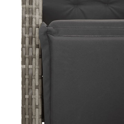 vidaXL 5-tlg. Garten-Bistro-Set mit Kissen Grau Poly Rattan